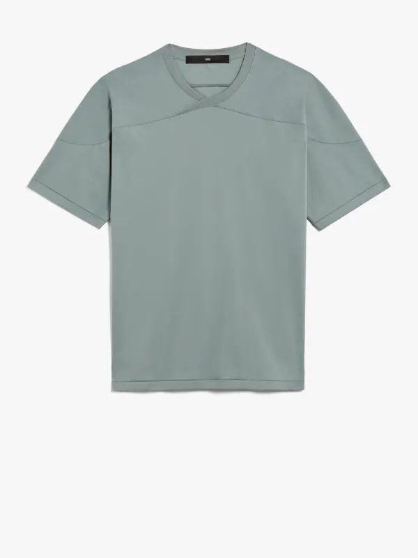 Pale Green Cotton 0002 Cross Collar T-Shirt