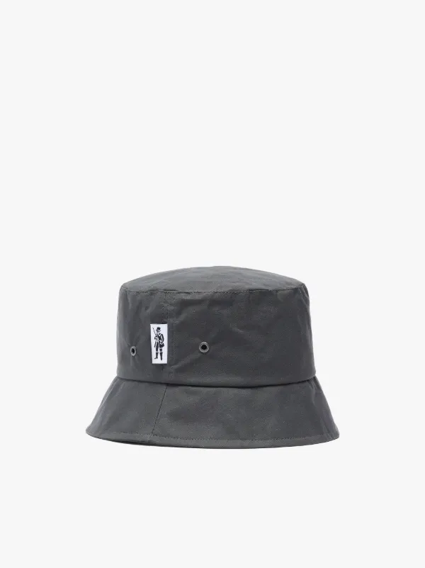 PELTING Grey Waxed Cotton Bucket Hat | ACC-HA05