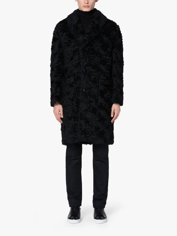 PERTH Black Mohair Fur Coat | GM-1018F