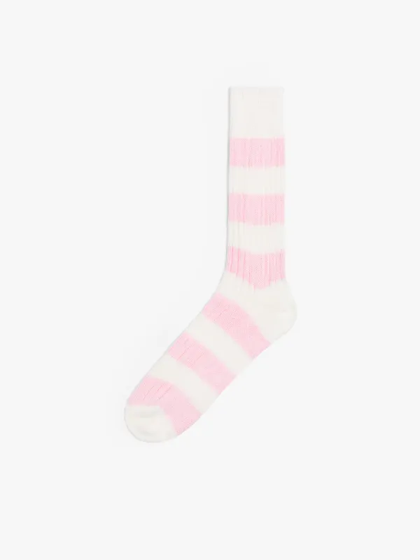 Pink and White Striped Cotton Socks