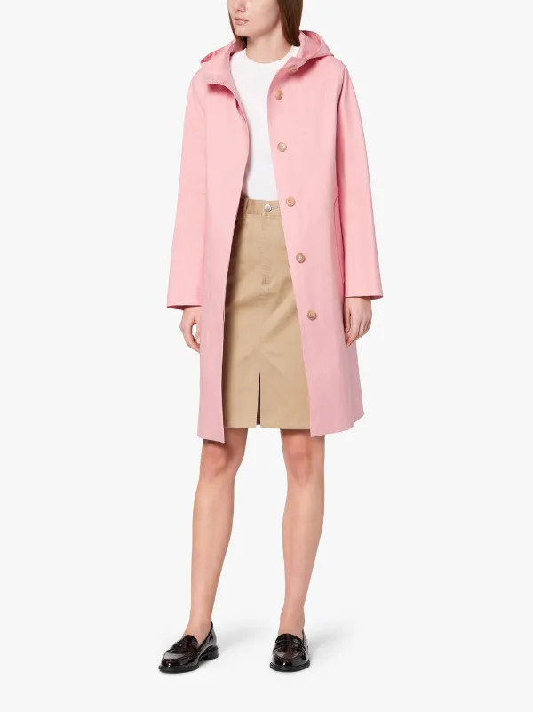 Pink Bonded Cotton Hooded Coat LR-021