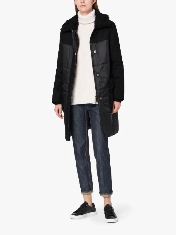 PORIN Black Wool THINDOWN Panel Coat | LM-1005F/TD