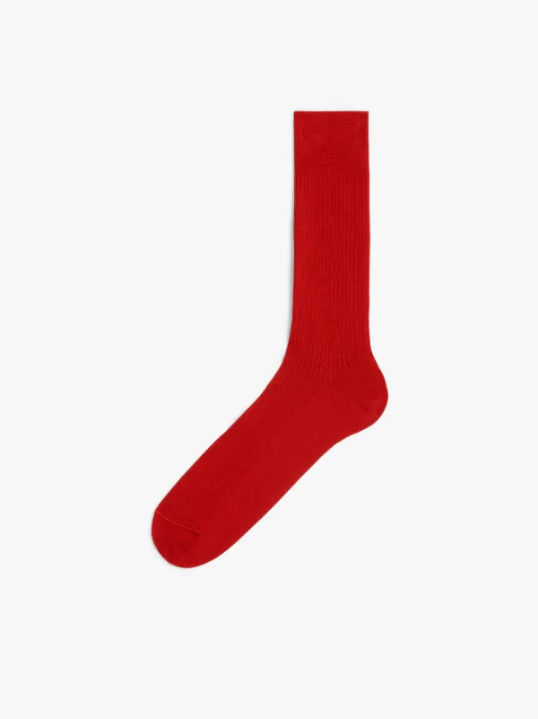 Red Cotton Blend Socks