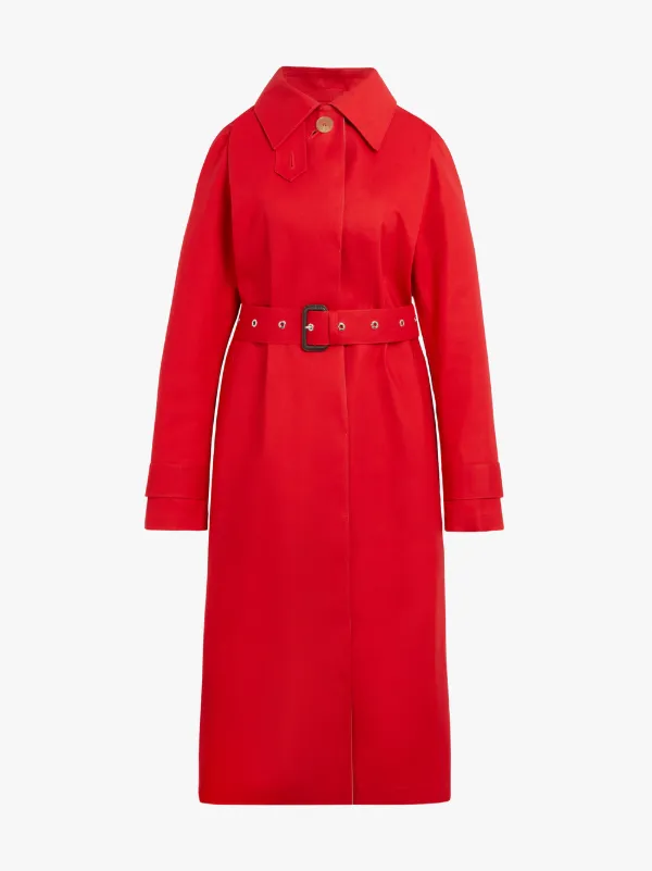 Red & Fawn Bonded Cotton Single-Breasted Trench Coat LR-061/CB