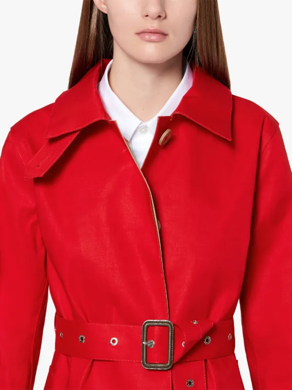 Red & Fawn Bonded Cotton Single-Breasted Trench Coat LR-061/CB