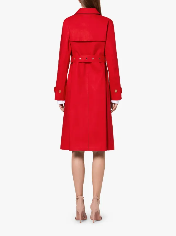 Red & Fawn Bonded Cotton Single-Breasted Trench Coat LR-061/CB