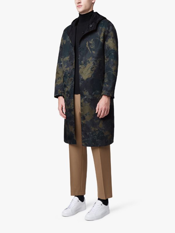 Reversible Black x Camouflage Hooded Nylon Coat 