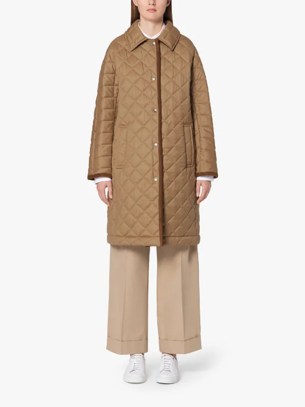 RHYNIE Beige Quilted Wool Coat | LQ-1004