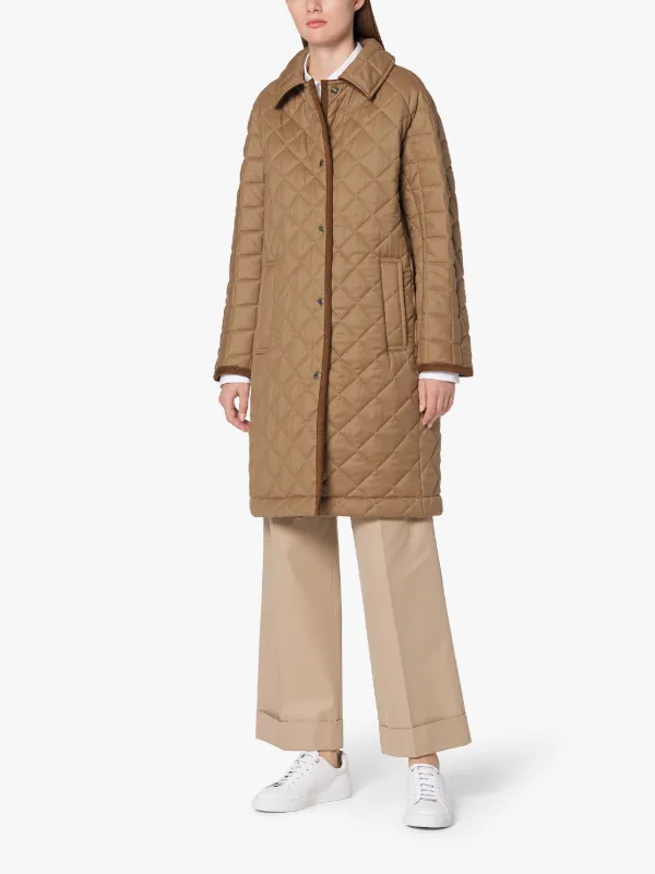 RHYNIE Beige Quilted Wool Coat | LQ-1004