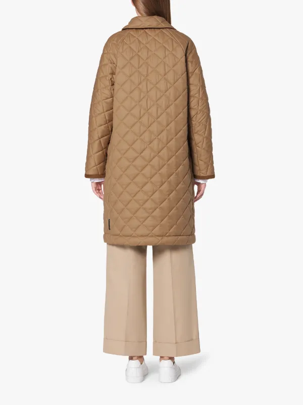 RHYNIE Beige Quilted Wool Coat | LQ-1004