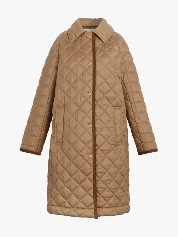 RHYNIE Beige Quilted Wool Coat | LQ-1004