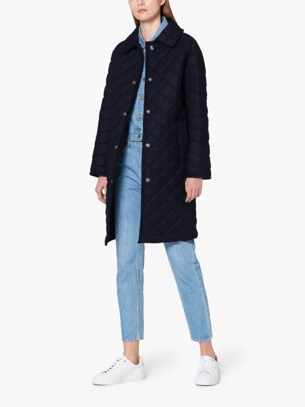 RHYNIE Navy Quilted Wool Coat | LQ-1004