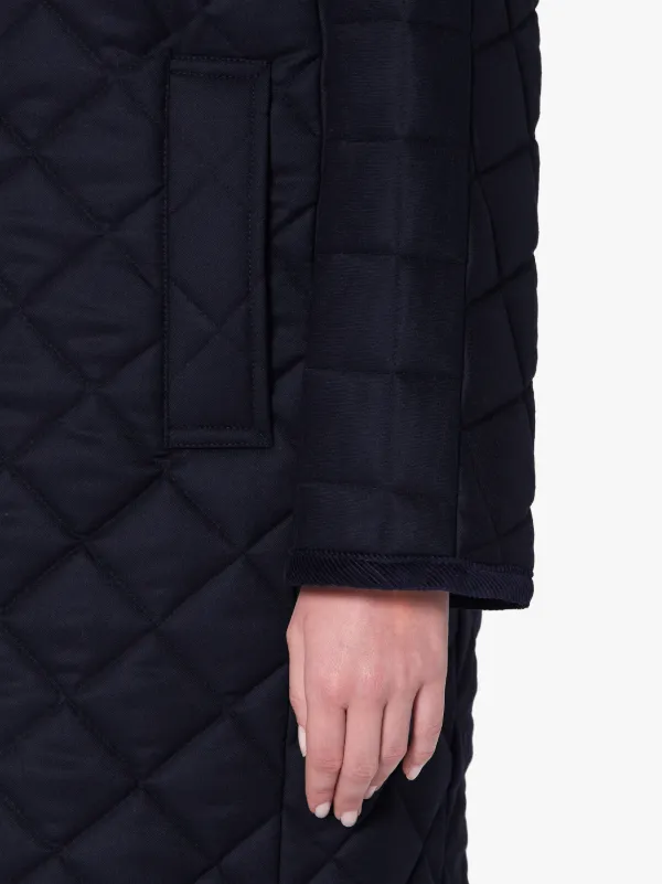 RHYNIE Navy Quilted Wool Coat | LQ-1004