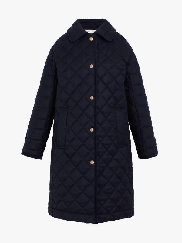 RHYNIE Navy Quilted Wool Coat | LQ-1004