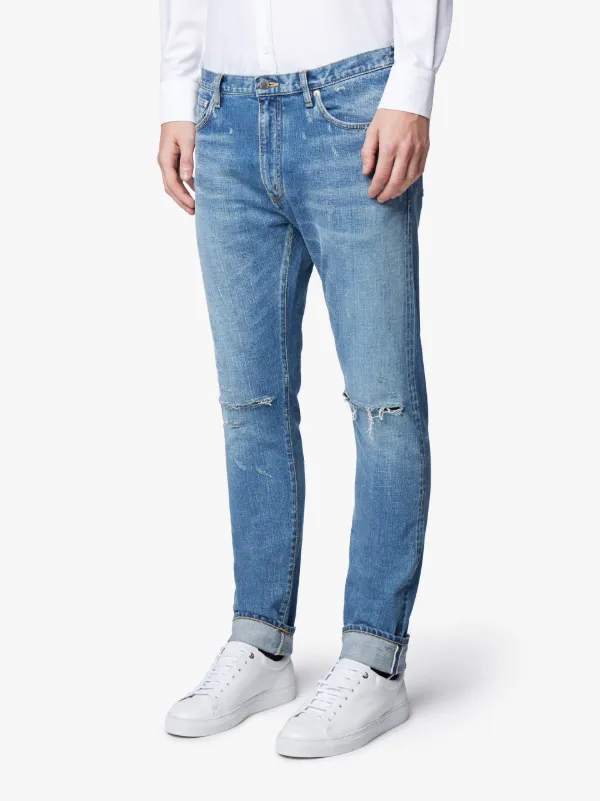 Ripped Skinny Stone Washed Denim Jeans