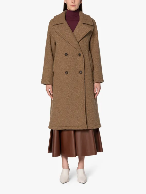 ROBINA Beige Virgin Wool Blend Double Breasted Coat