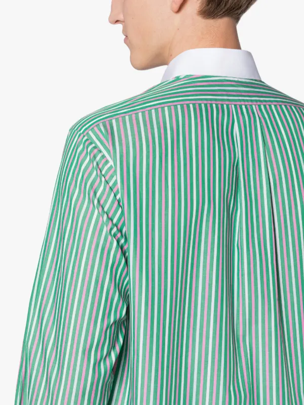 ROMA Green & Pink Stripe Button Down Shirt