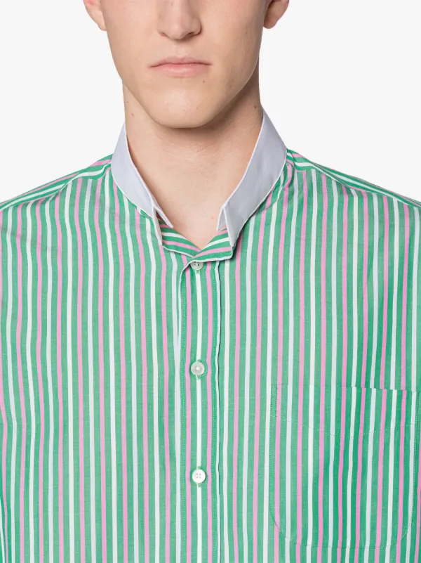 ROMA Green & Pink Stripe Button Down Shirt