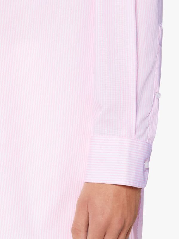 ROMA Pink Stripe Cotton Mandarin Collar Shirt | GSF-300