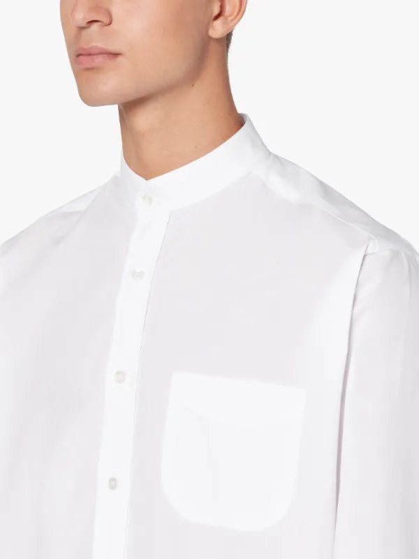 ROMA White Cotton Mandarin Collar Shirt | GSF-300