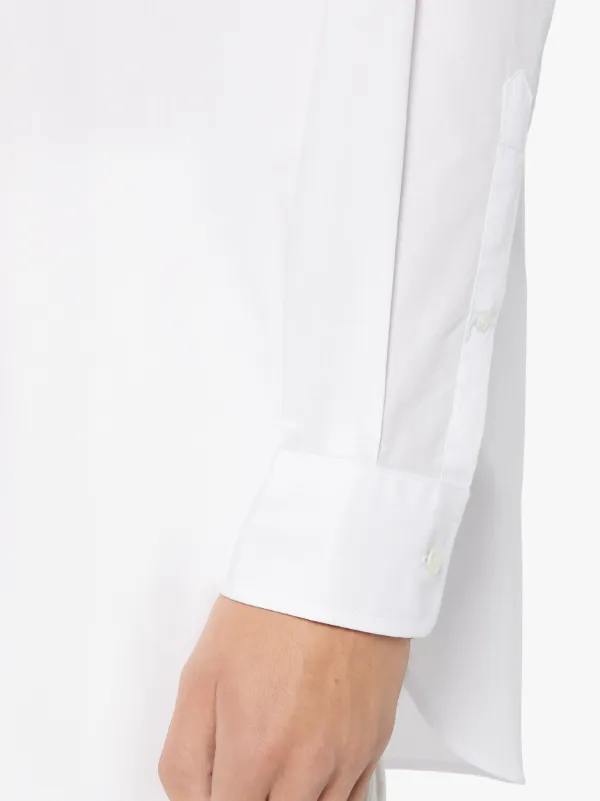 ROMA White Cotton Mandarin Collar Shirt | GSF-300