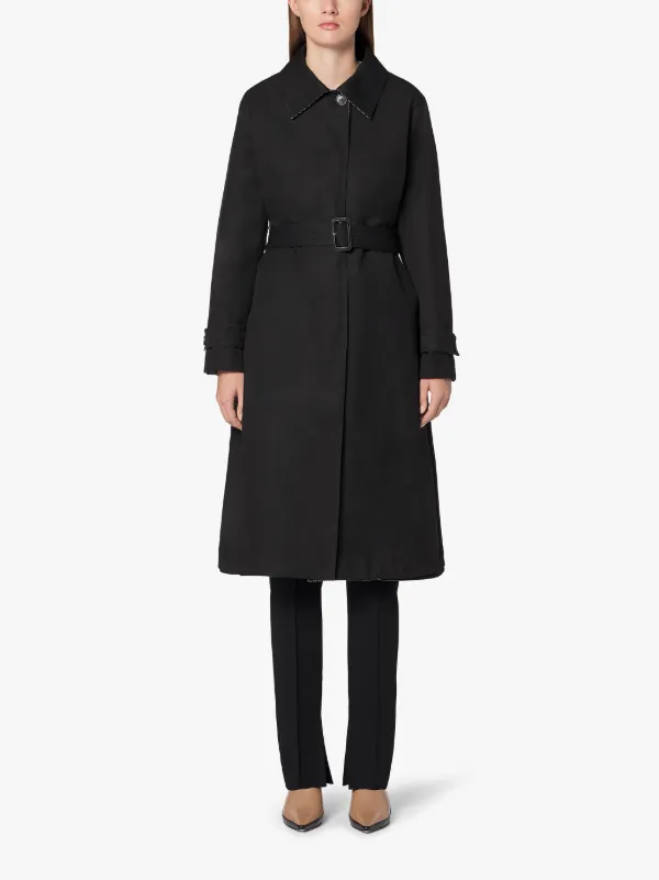 ROSLIN Black Cotton & Wool Reversible Trench Coat | LM-061R