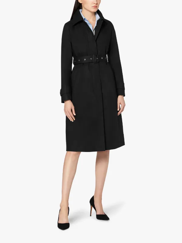 ROSLIN Black RAINTEC Cotton Single Breasted Trench Coat | LM-061FD