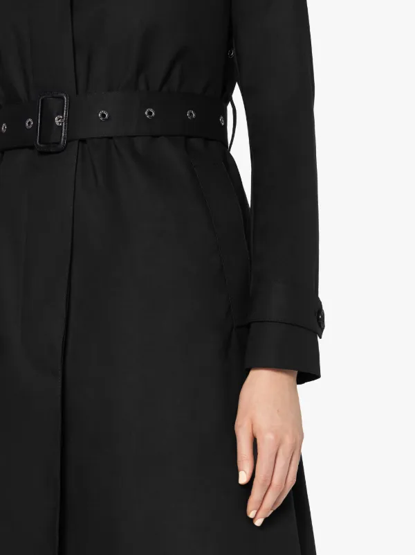 ROSLIN Black RAINTEC Cotton Single Breasted Trench Coat | LM-061FD