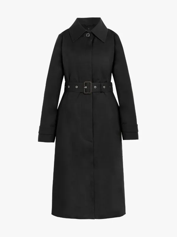 ROSLIN Black RAINTEC Cotton Single Breasted Trench Coat | LM-061FD