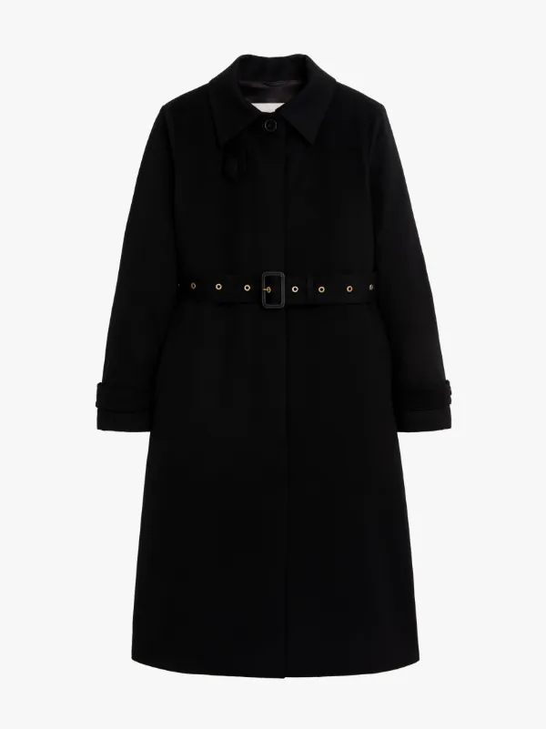 ROSLIN Black Storm System Wool Single Breasted Trench Coat | LM-061F