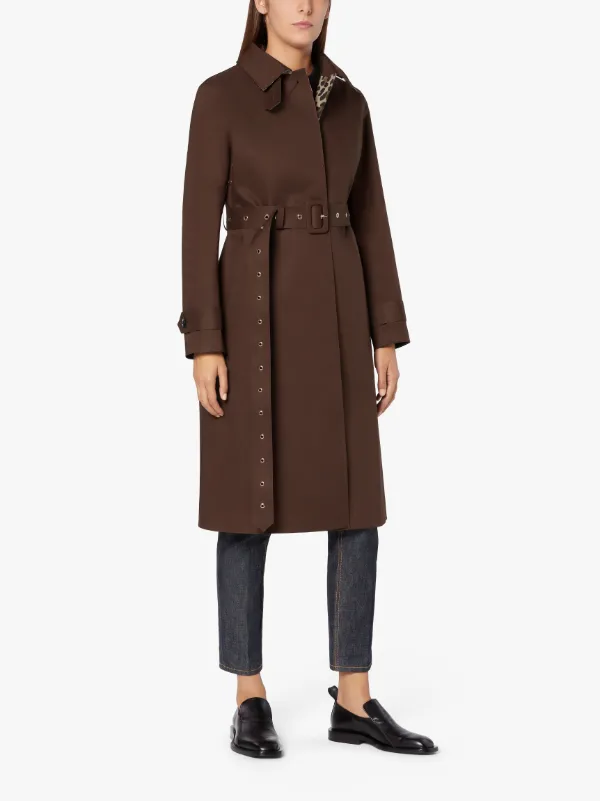 ROSLIN Brown Bonded Cotton Single Breasted Trench Coat | LR-061