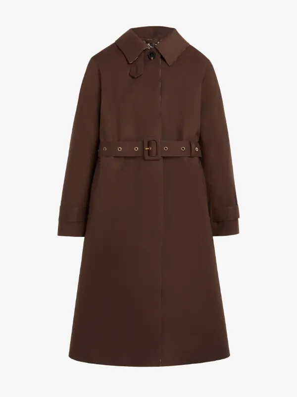 ROSLIN Brown Bonded Cotton Single Breasted Trench Coat | LR-061