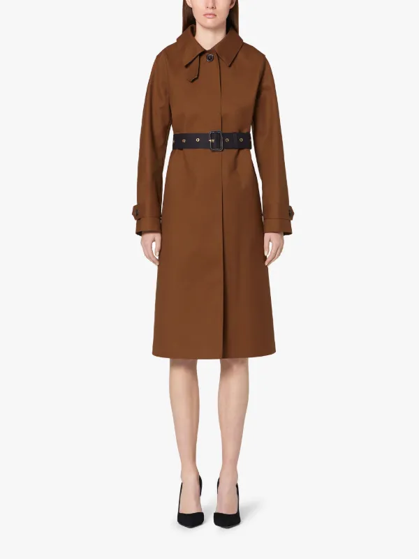 ROSLIN Brown Bonded Wool & Mohair Single Breasted Trench Coat | LR-061