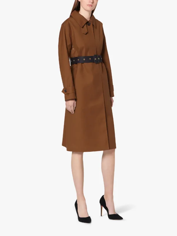 ROSLIN Brown Bonded Wool & Mohair Single Breasted Trench Coat | LR-061