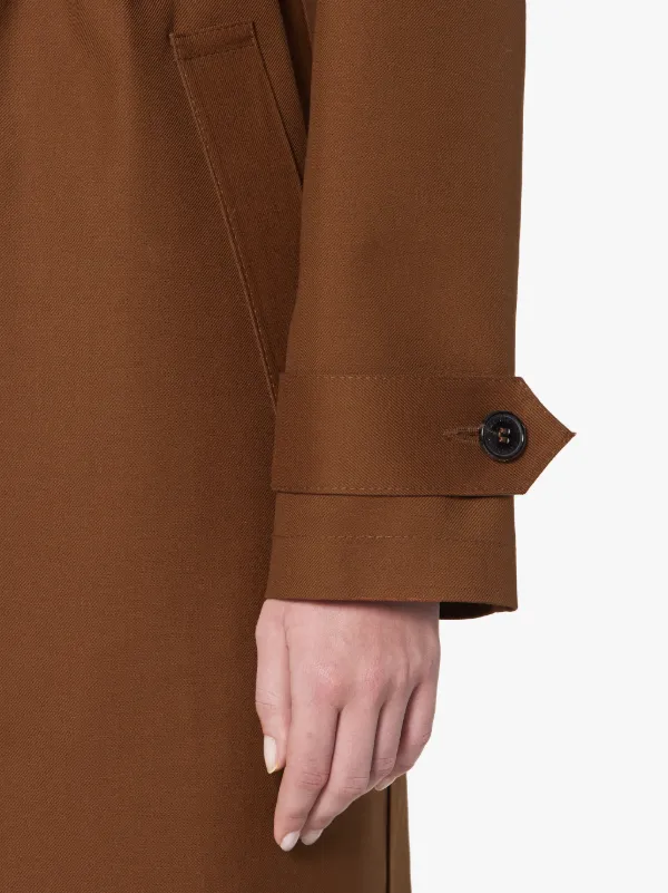 ROSLIN Brown Bonded Wool & Mohair Single Breasted Trench Coat | LR-061