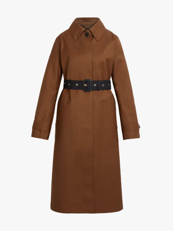 ROSLIN Brown Bonded Wool & Mohair Single Breasted Trench Coat | LR