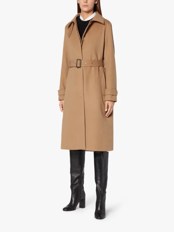 ROSLIN Camel Storm System Wool Single Breasted Trench Coat | LM-061F