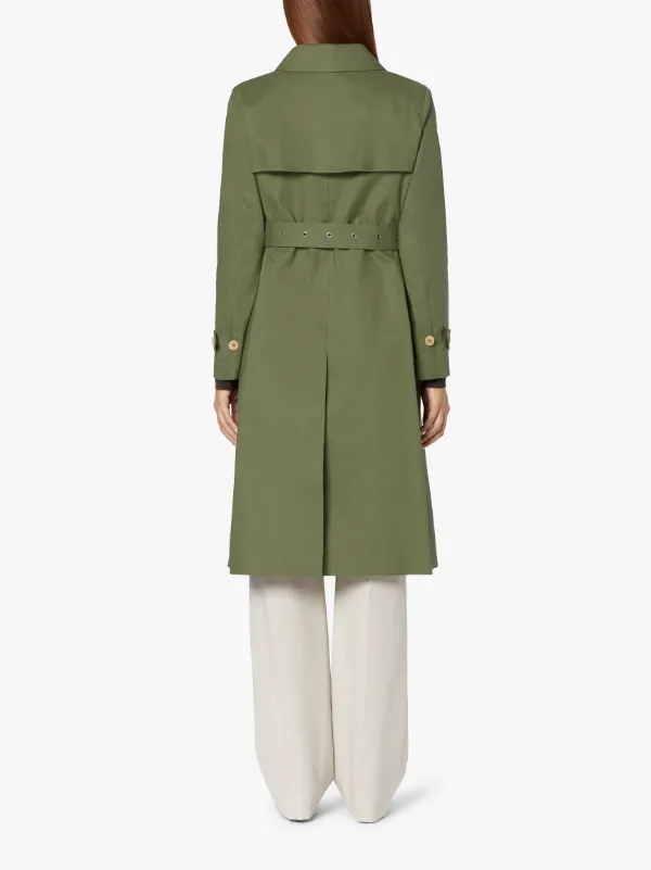 ROSLIN Green RAINTEC Cotton Single Breasted Trench Coat | LM-061FD