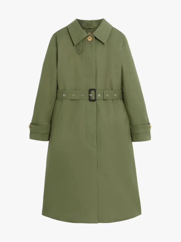 ROSLIN Green RAINTEC Cotton Single Breasted Trench Coat | LM-061FD