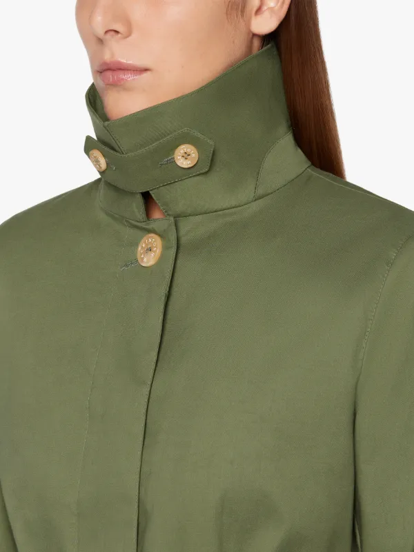 ROSLIN Green RAINTEC Cotton Single Breasted Trench Coat | LM-061FD