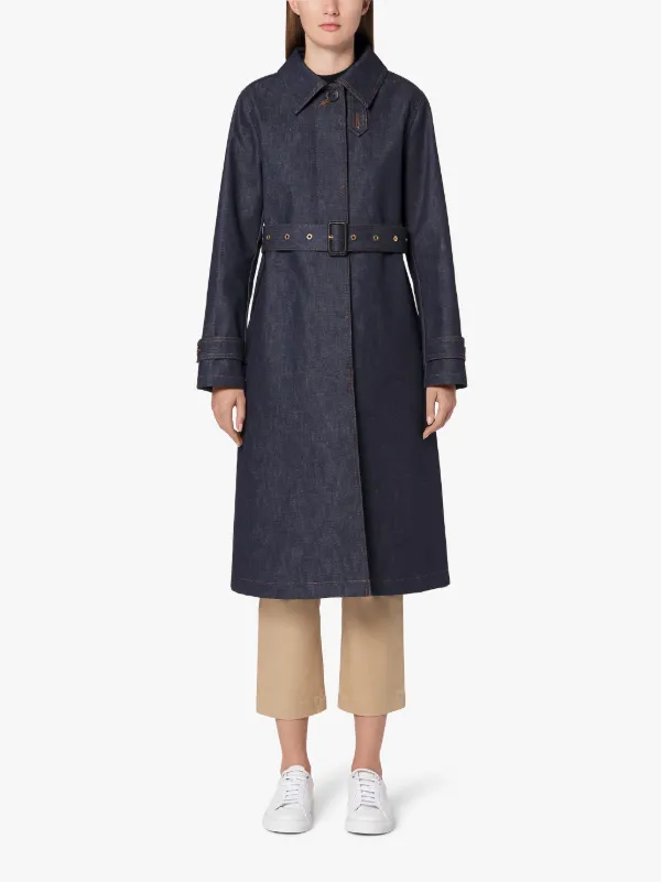ROSLIN Indigo RAINTEC Denim Single Breasted Trench Coat | D-WC061BD