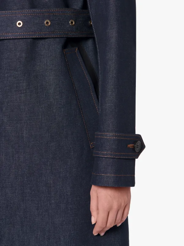 ROSLIN Indigo RAINTEC Denim Single Breasted Trench Coat | D-WC061BD