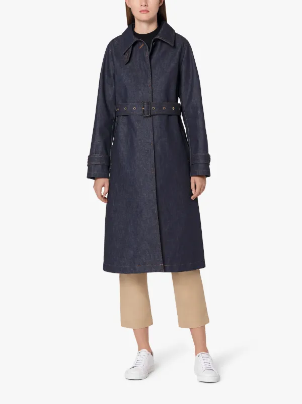 ROSLIN Indigo RAINTEC Denim Single Breasted Trench Coat | D-WC061BD