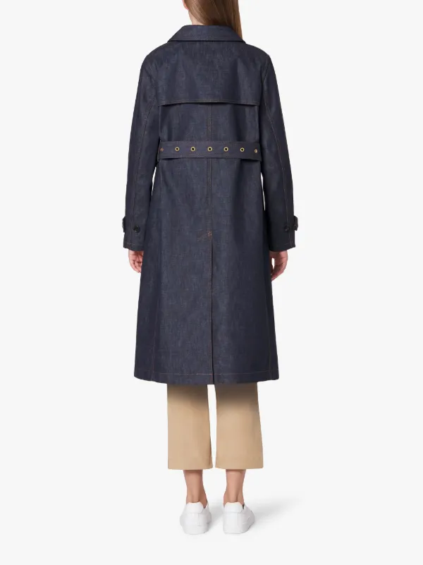 ROSLIN Indigo RAINTEC Denim Single Breasted Trench Coat | D-WC061BD