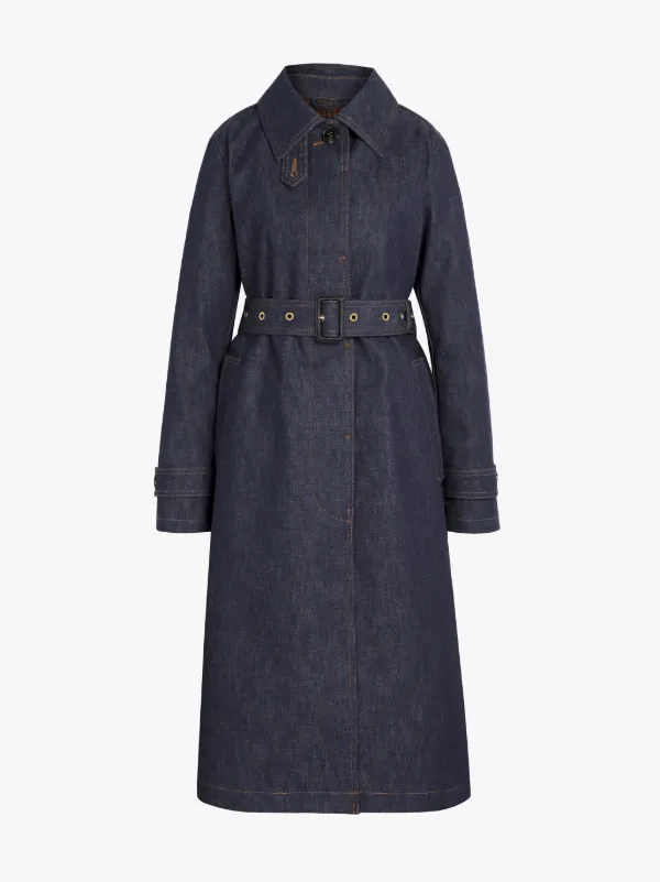 ROSLIN Indigo RAINTEC Denim Single Breasted Trench Coat | D-WC061BD