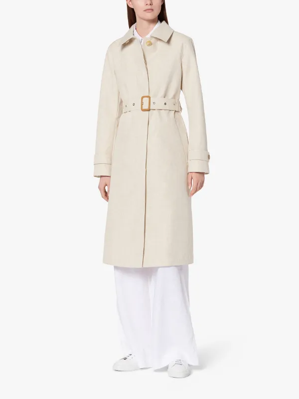 ROSLIN Natural RAINTEC Linen Single Breasted Trench Coat | LM-061B