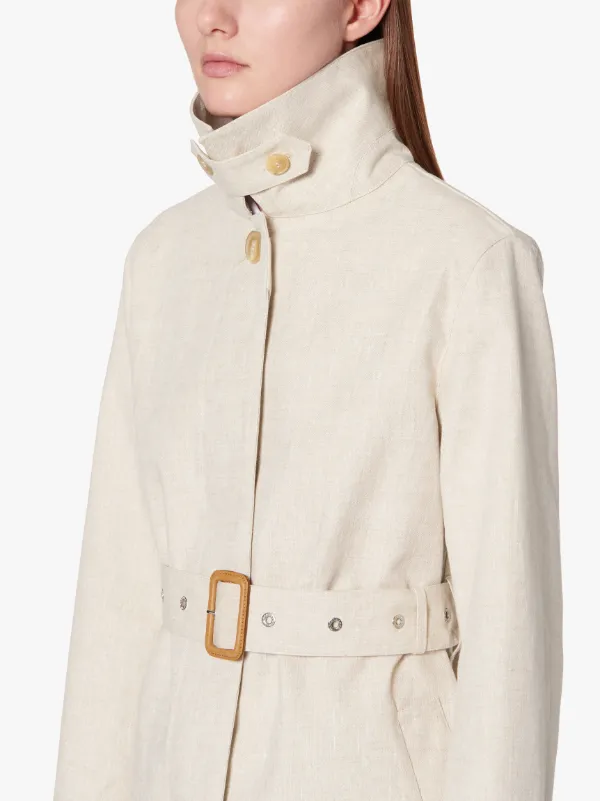 ROSLIN Natural RAINTEC Linen Single Breasted Trench Coat | LM-061B