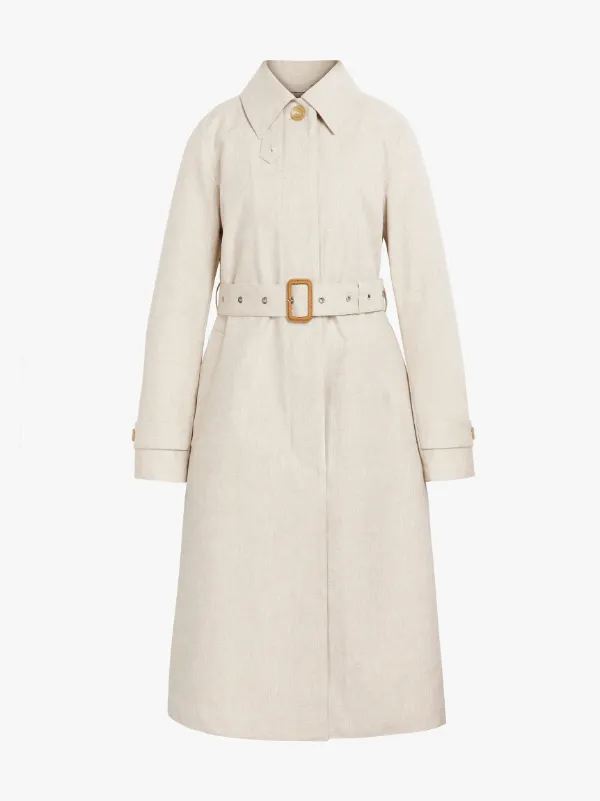 ROSLIN Natural RAINTEC Linen Single Breasted Trench Coat | LM-061B