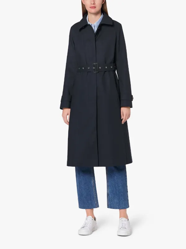 ROSLIN Navy RAINTEC Cotton Single Breasted Trench Coat | LM-061FD