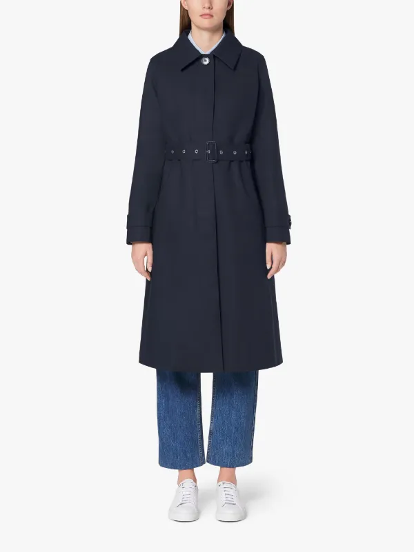 ROSLIN Navy RAINTEC Cotton Single Breasted Trench Coat | LM-061FD